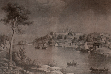 Остров Валаам (вид Валаамского монастыря). Литография П. Балашова. 1862 г.