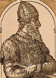 Великий князь Московский Иван III Васильевич. Гравюра (с прижизненного портрета князя), напечатанная ок. 1575 г.